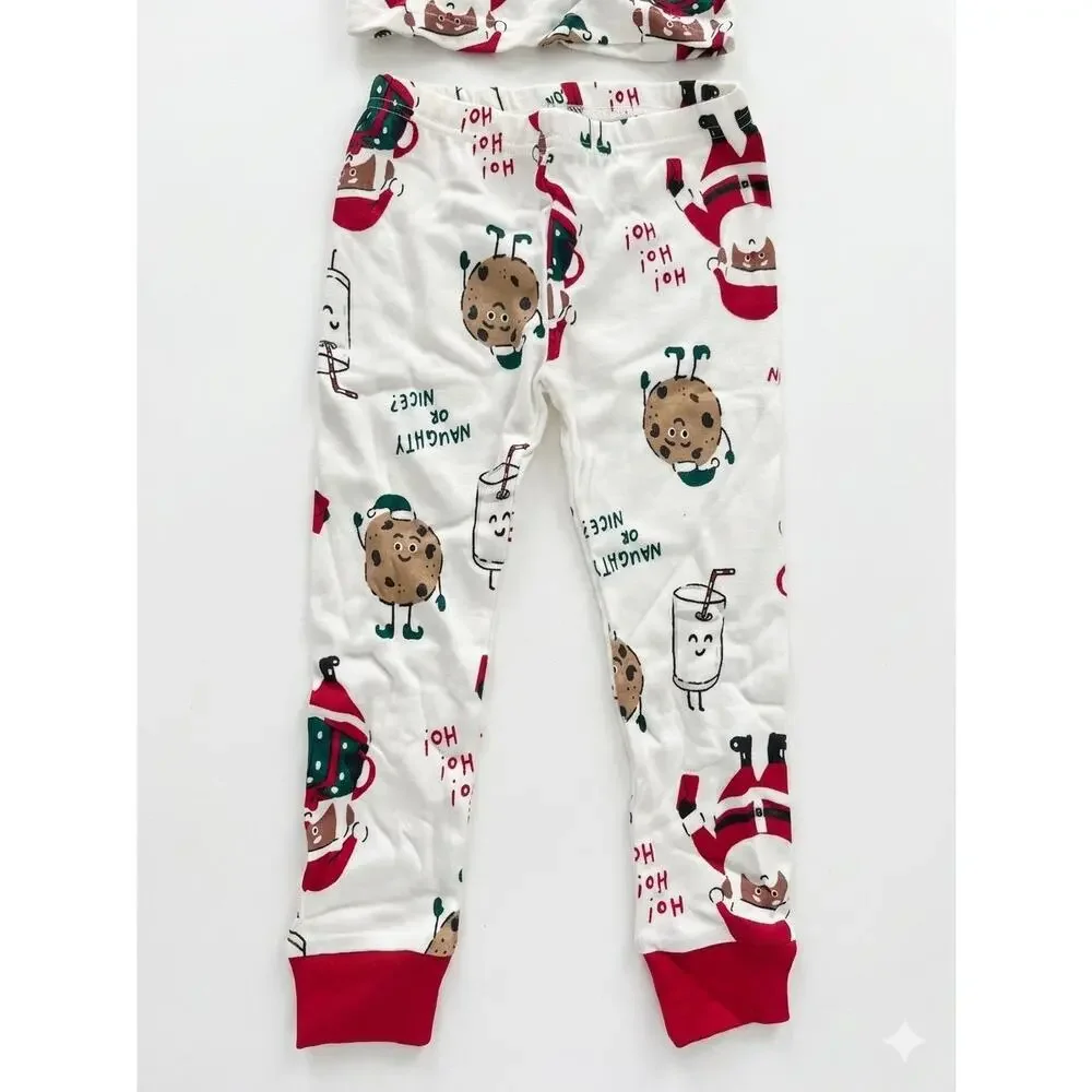 NEW! 3T Carter's Toddler Christmas Santa Milk & Cookies Cotton 2PC Pajamas White
